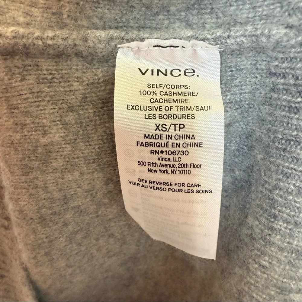 Vince Funnel Neck Cashmere Sweater XS Gray Minimalist Feminine Normcore - Picture 6 of 7